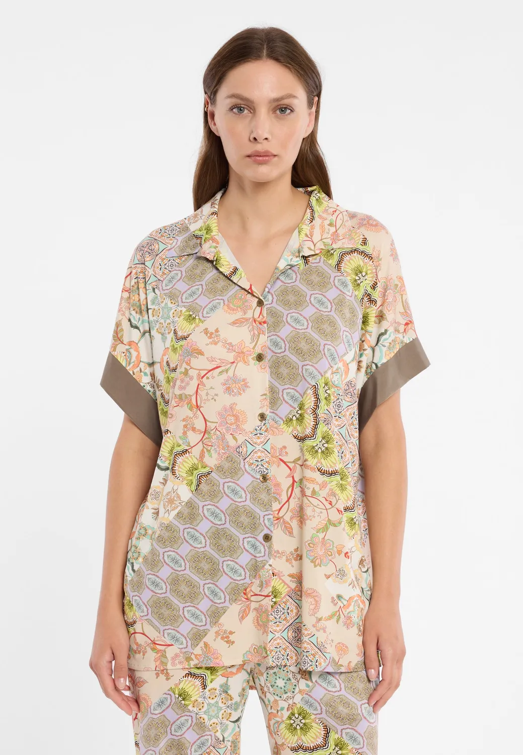 Ana Alcazar Dorellu camicia corta patchwork floreale