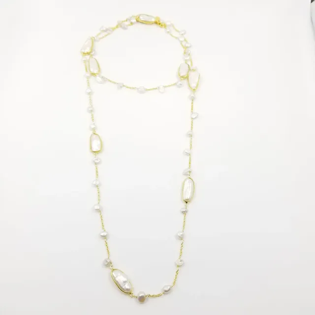 Our Dve Long Running Water Pearl collana perle oro