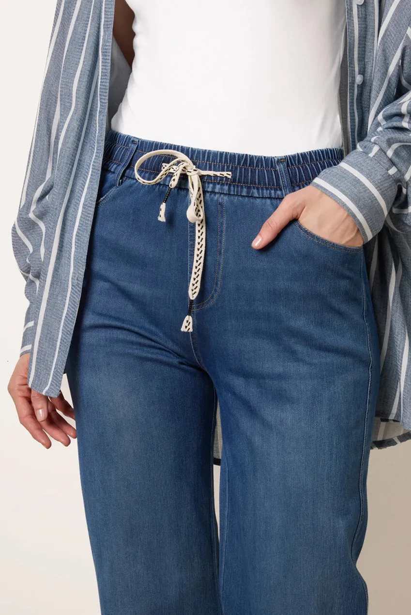 Blue Vanilla Elasticated Waist jeans denim blu flare elastici