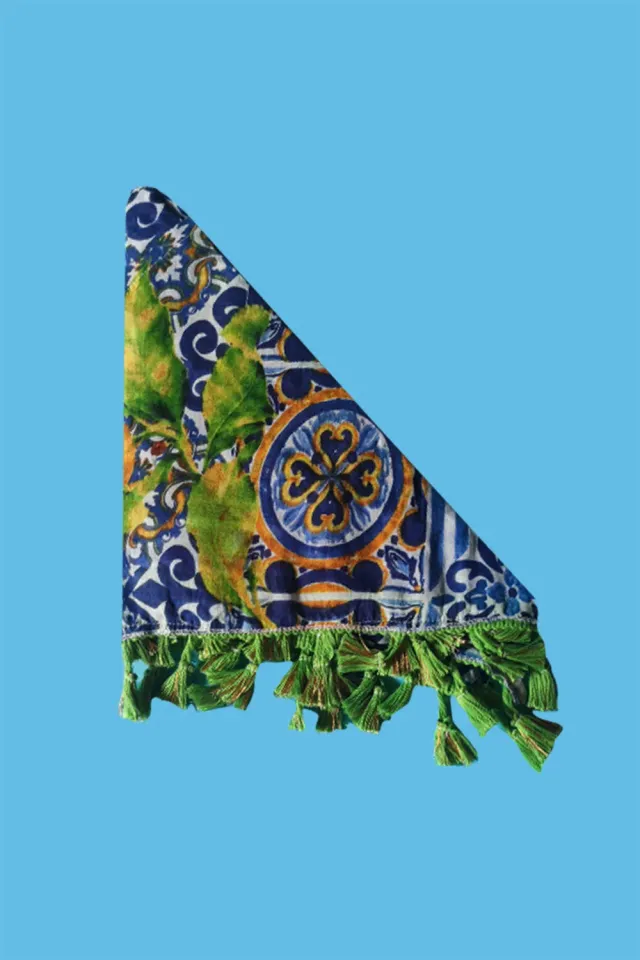Antica Sartoria DV2108 foulard triangolo blu cotone