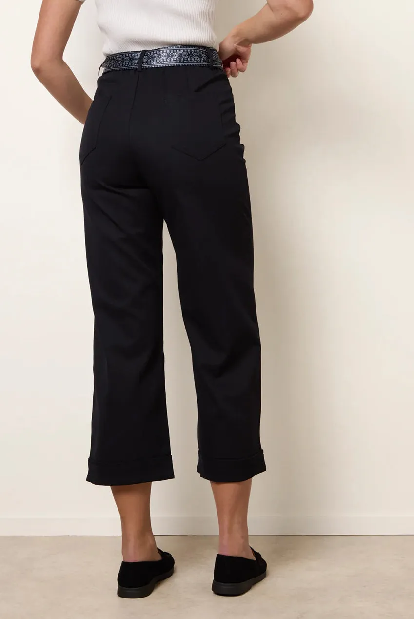 Blue Vanilla Scarf Belt pantaloni navy con foulard