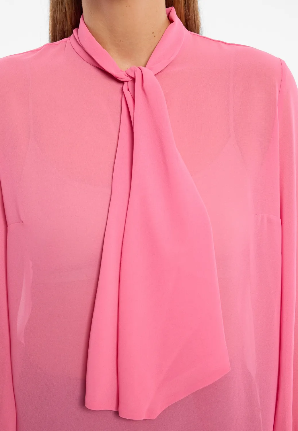 Ana Alcazar Cosie camicia chiffon rosa con fiocco