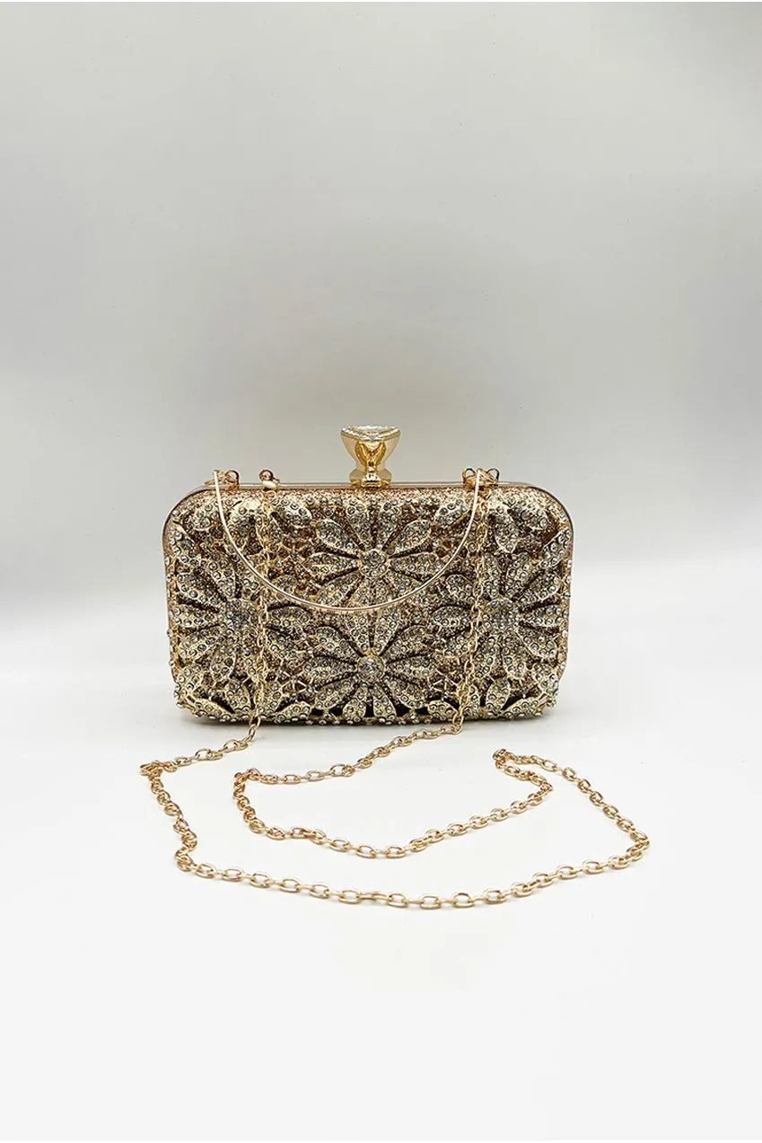 SVNX clutch pochette oro margherite catena