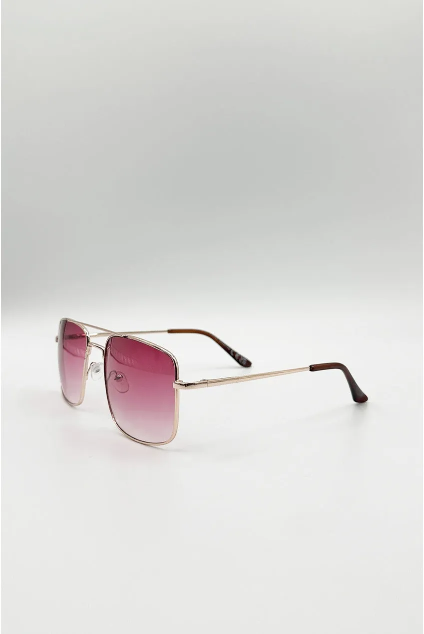 SVNX Aviator Square occhiali da sole oro rosa