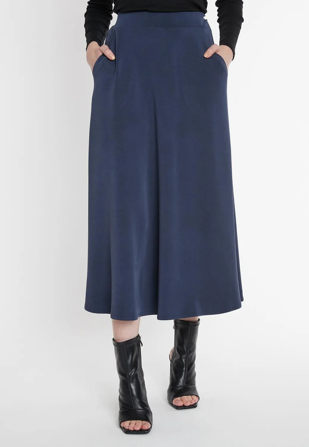 Ana Alcazar Sekani gonna midi jersey blu scuro
