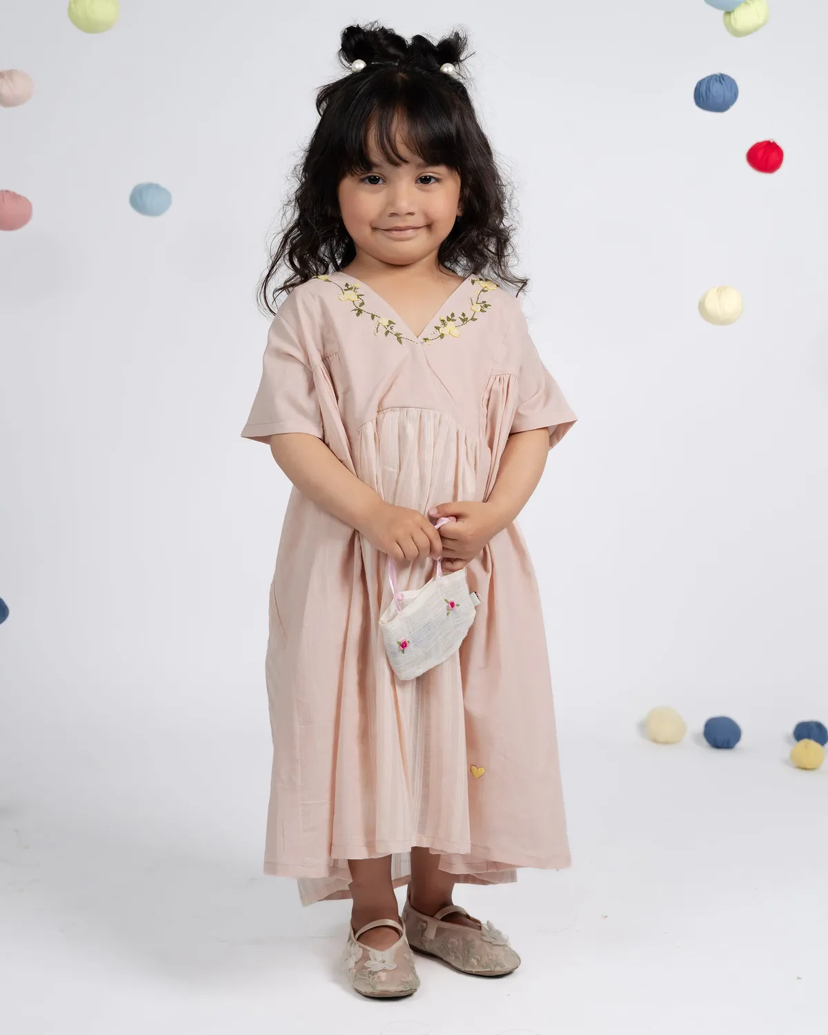 Our Dve Poppy Dress abito bambina rosa cotone