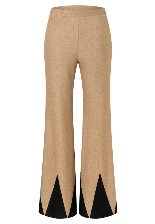 Ana Alcazar Milly pantaloni svasati maglia zigzag nero
