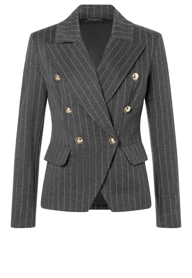 Ana Alcazar Sombea blazer gessato grigio doppiopetto
