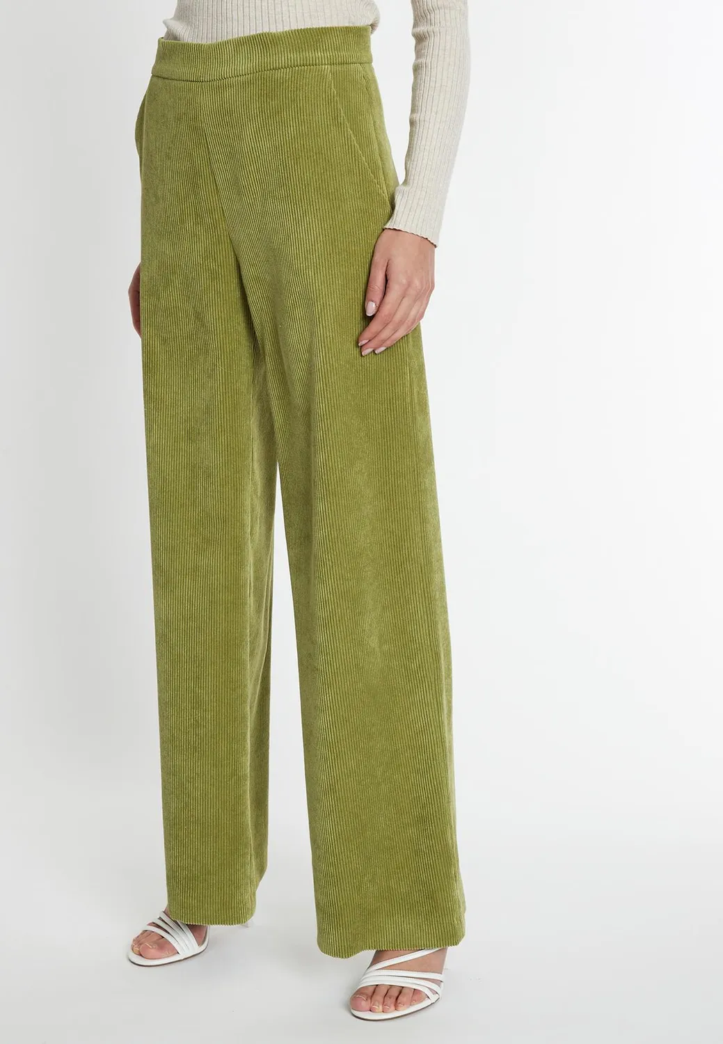 Ana Alcazar Saskea pantaloni velluto verde lime