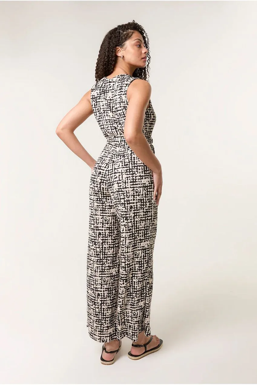 Blue Vanilla Belted jumpsuit tuta multicolore scollo V