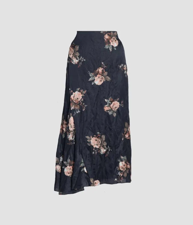 Erdem Floral Crushed gonna midi raso drappeggiata