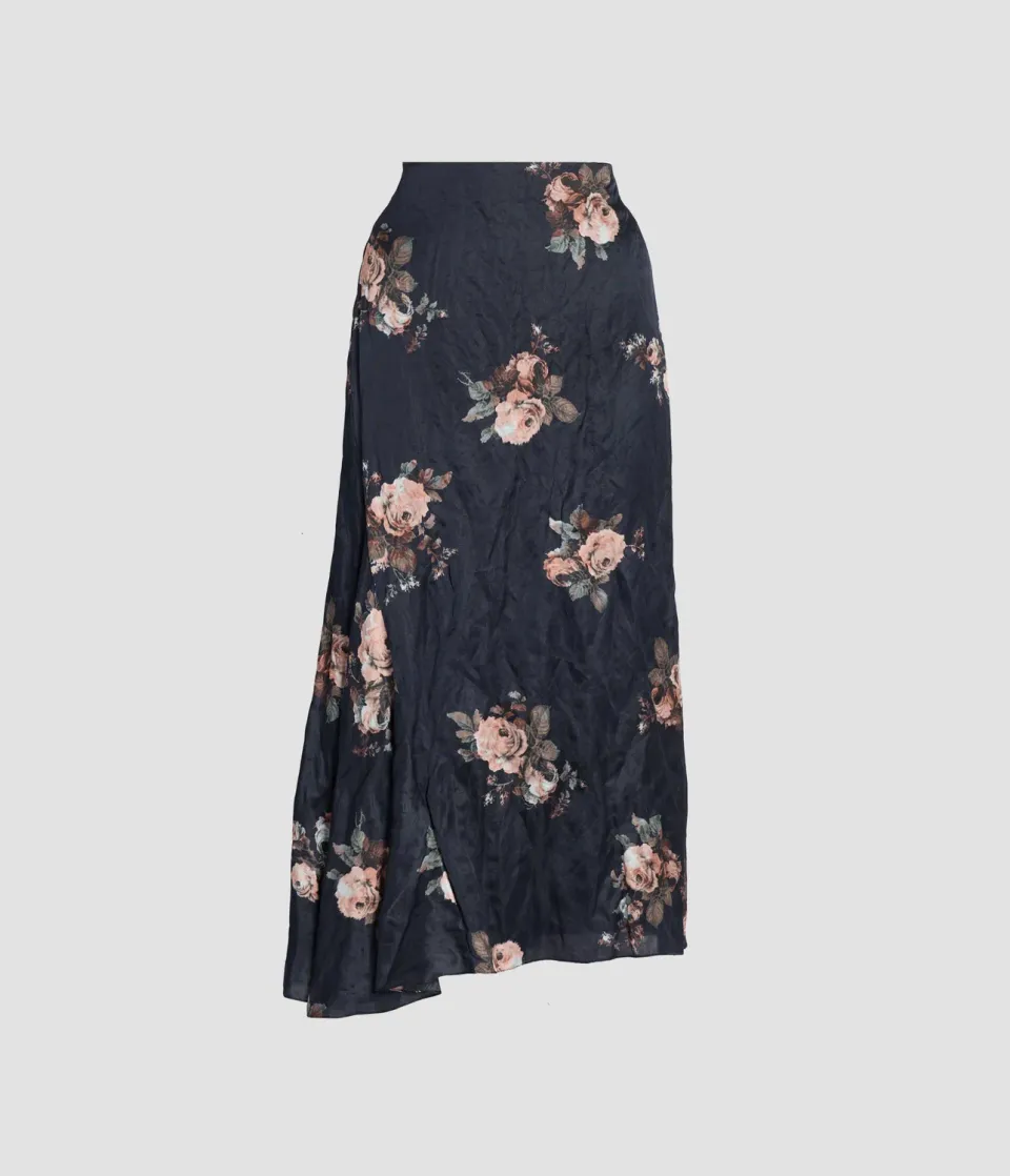 Erdem Floral Crushed gonna midi raso drappeggiata