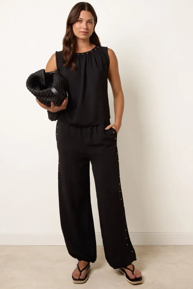 Blue Vanilla Studded completo nero pantalone balloon