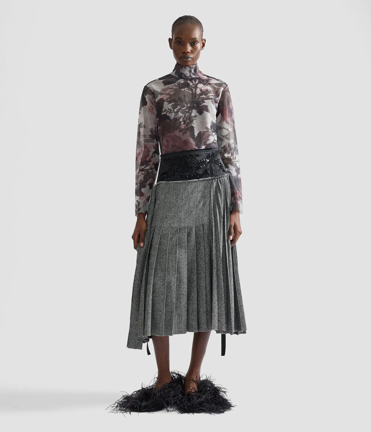 Erdem Floral Print Jacquard Turtleneck maglia semitrasparente