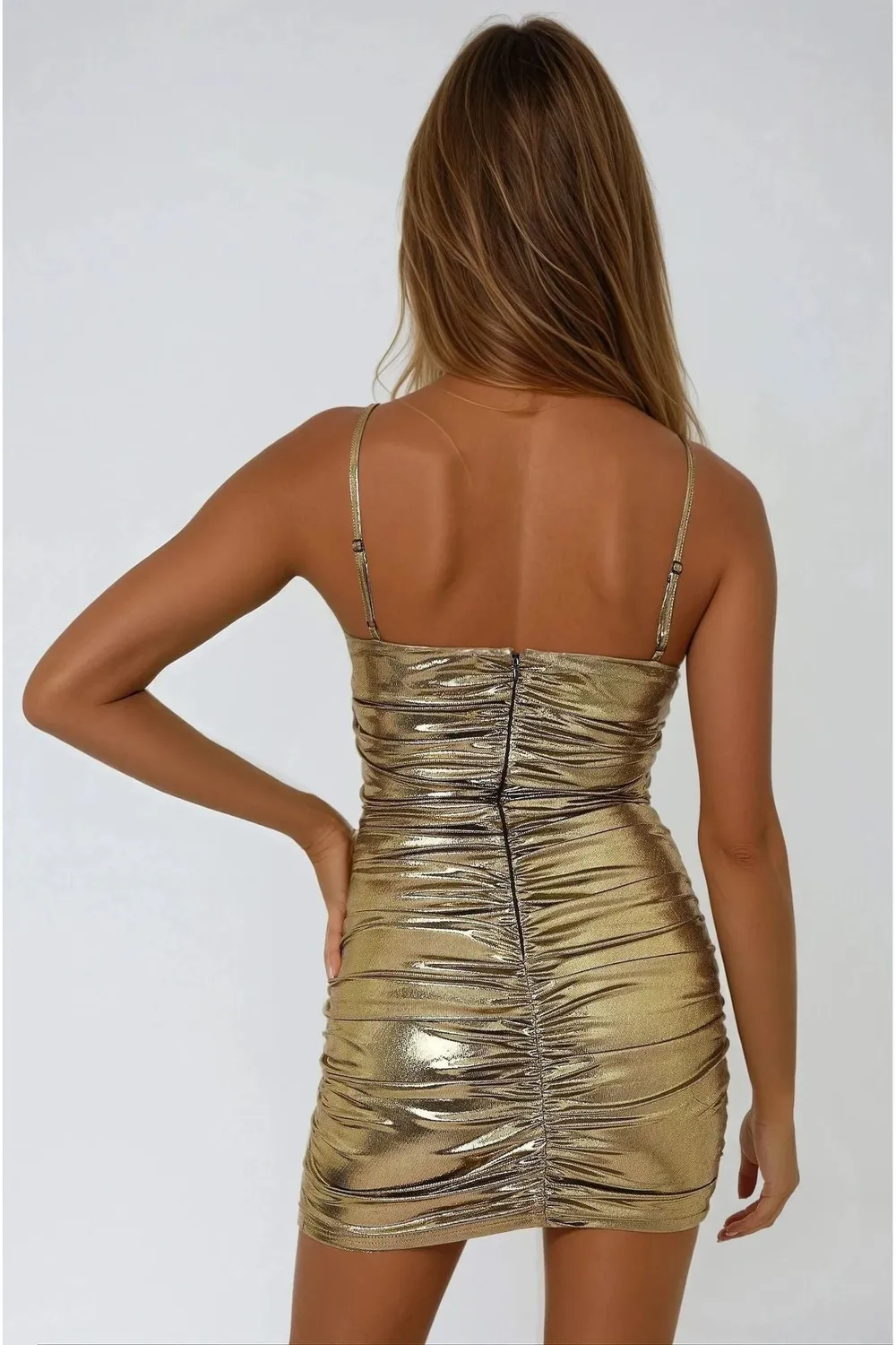 Aftershock London Ruched abito mini oro arricciato