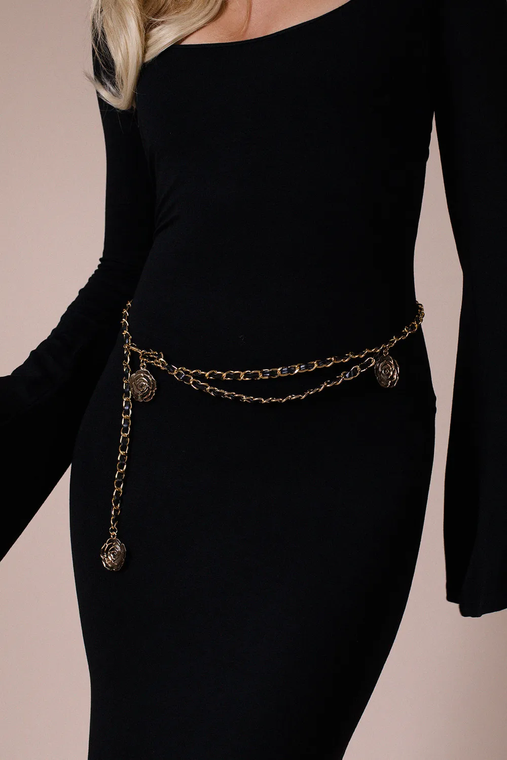 SVNX Rose Chain cintura catena nero oro