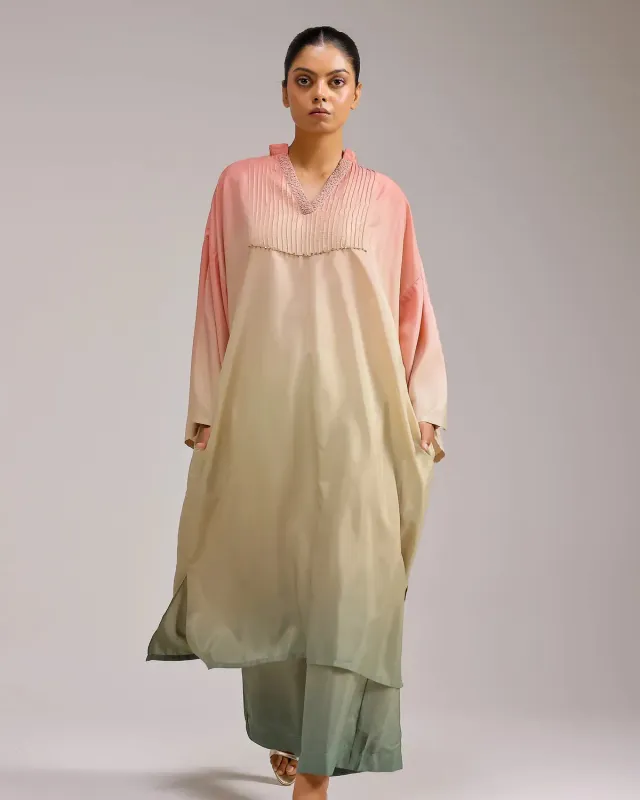 Our Dve Saanjh Fade Crepe kurta set rosa verde 3 pezzi