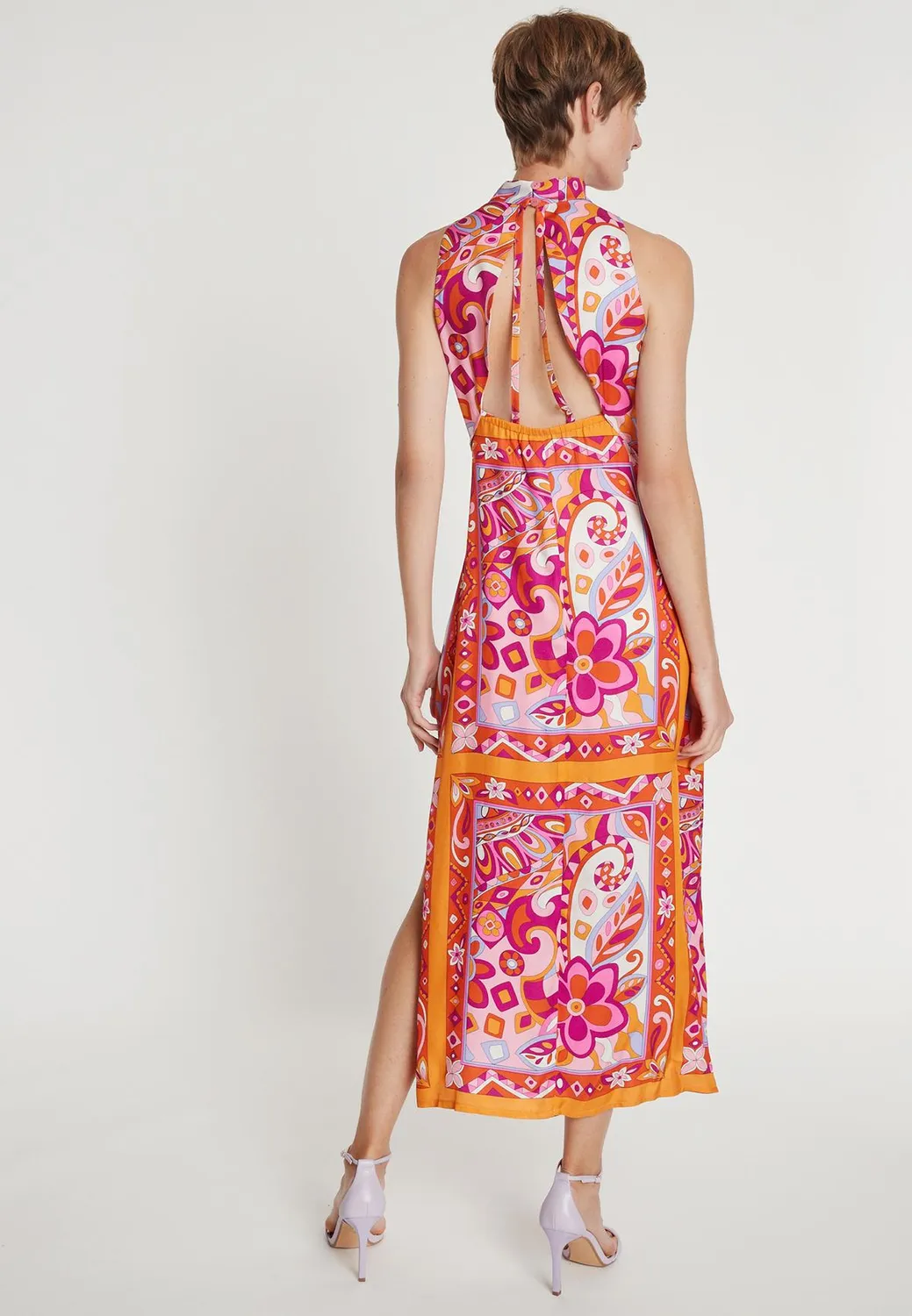 Ana Alcazar Laromy abito maxi fantasia rosa