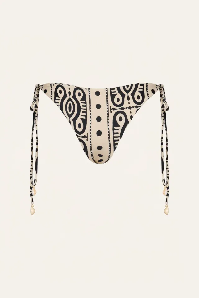 Johanna Ortiz Sagrado slip bikini ecru nero lycra