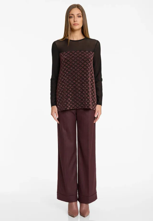 Ana Alcazar Abline top lurex bordeaux nero