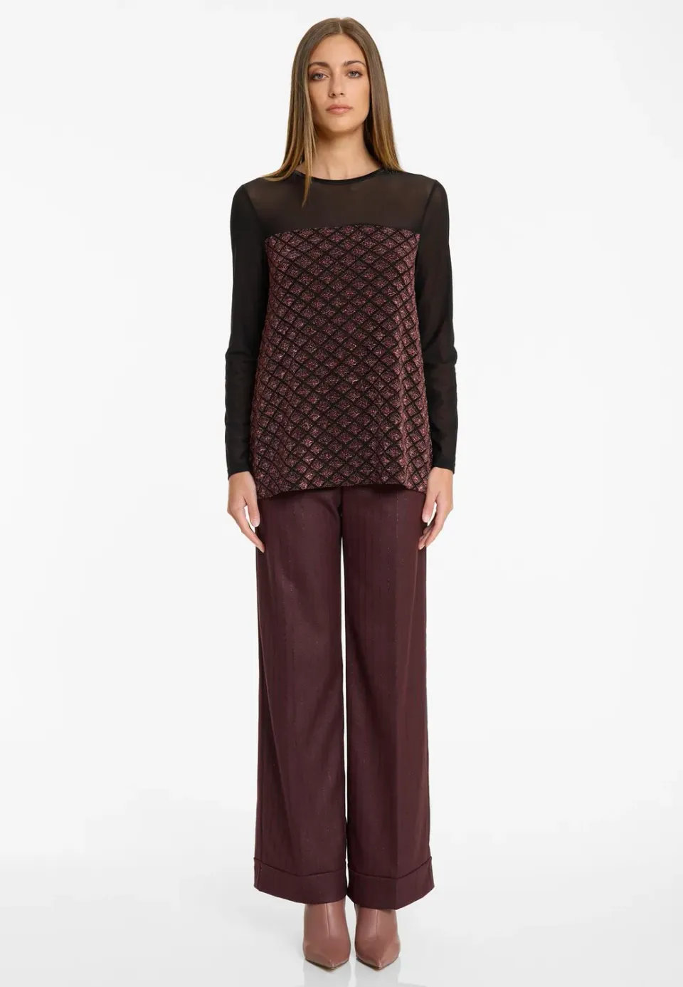 Ana Alcazar Abline top lurex bordeaux nero
