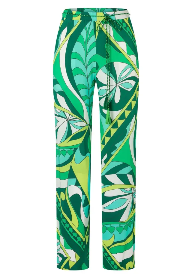 Ana Alcazar Kiane pantaloni jersey fantasia foglie