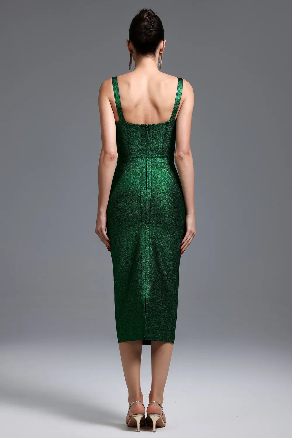 Bella Barnett Ziriy Abito Maxi Verde Bandage Scollo V