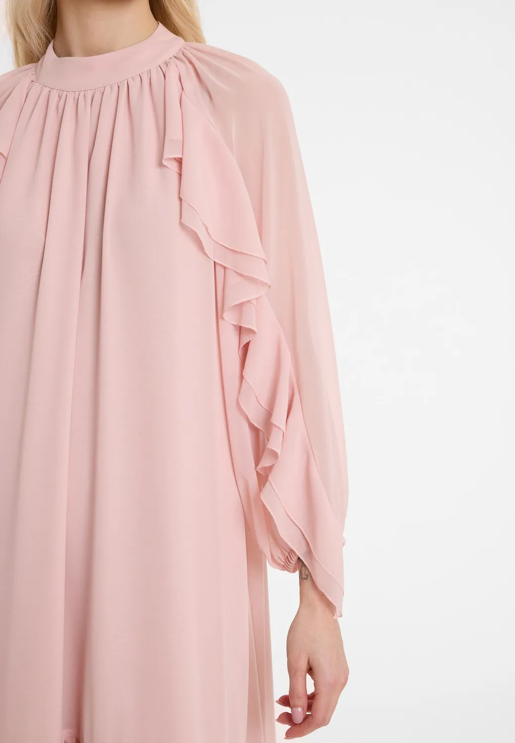 Ana Alcazar Ablysa abito midi nero in chiffon