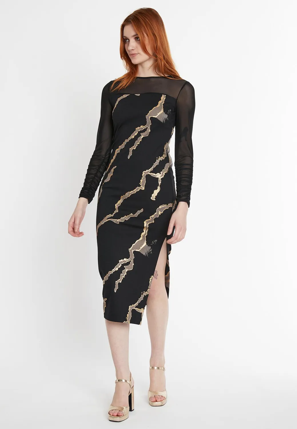 Ana Alcazar Pencil Dress Sannie vestito tubino oro
