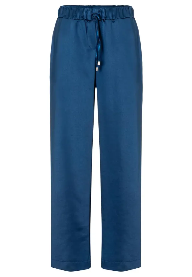 Ana Alcazar Sibly pantaloni satin blu lucido