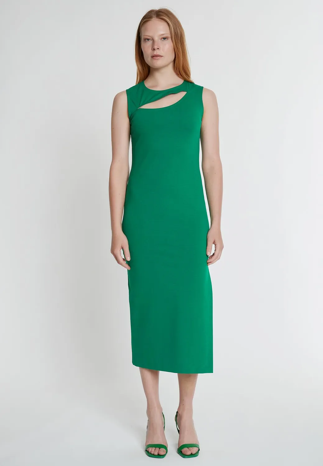 Ana Alcazar Kadori abito tubino midi con cut-out