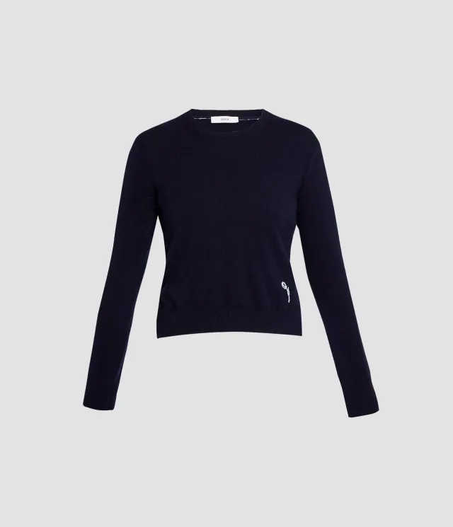Erdem Cashmere Crew Neck maglione blu fiore
