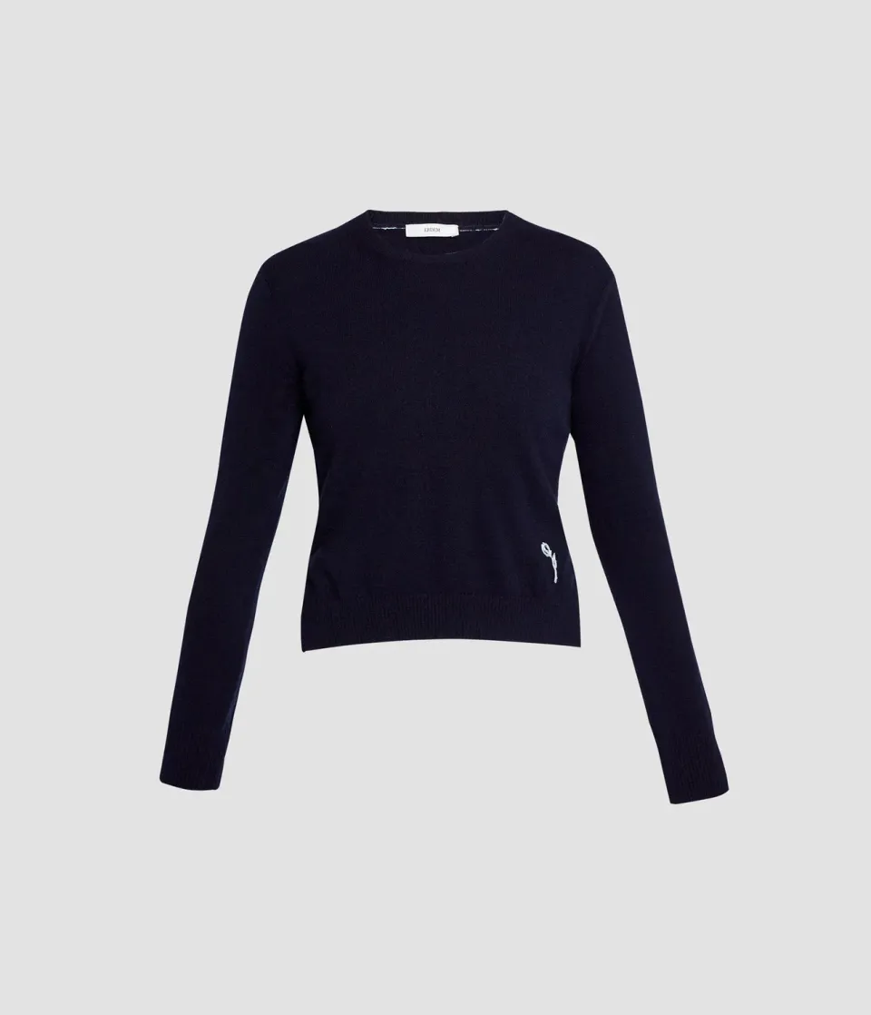 Erdem Cashmere Crew Neck maglione blu fiore