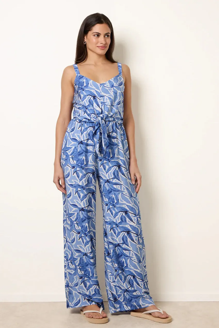 Blue Vanilla Tie Front tuta navy scollo a V viscosa