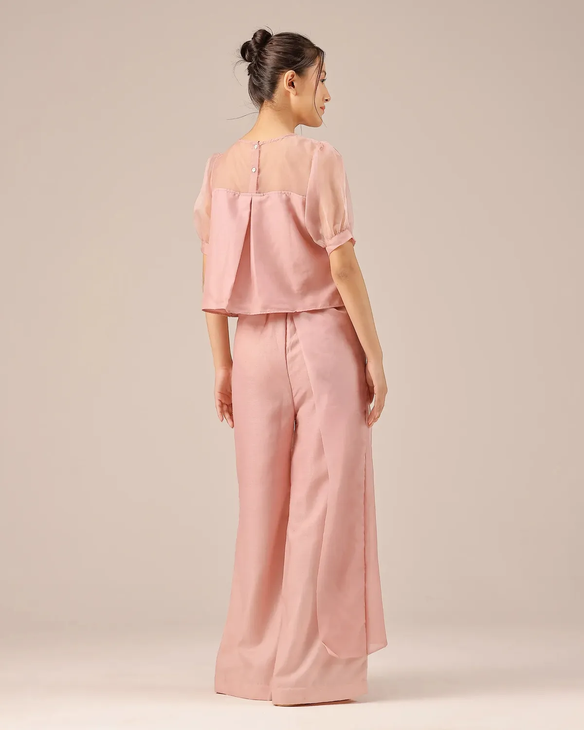 Our Dve Blum Jelly completo top e pantaloni rosa ricamo