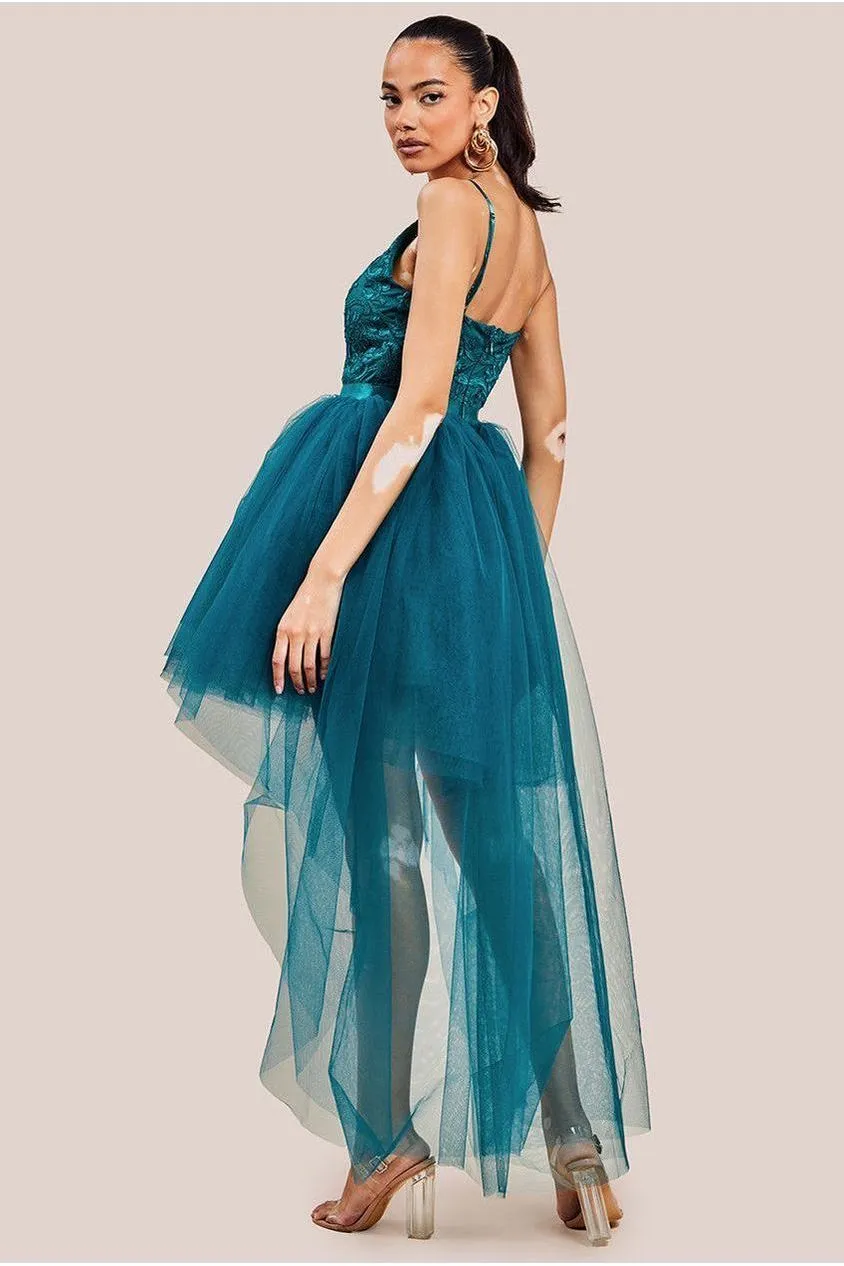 Goddiva DR3061 High Low tulle abito smeraldo 12