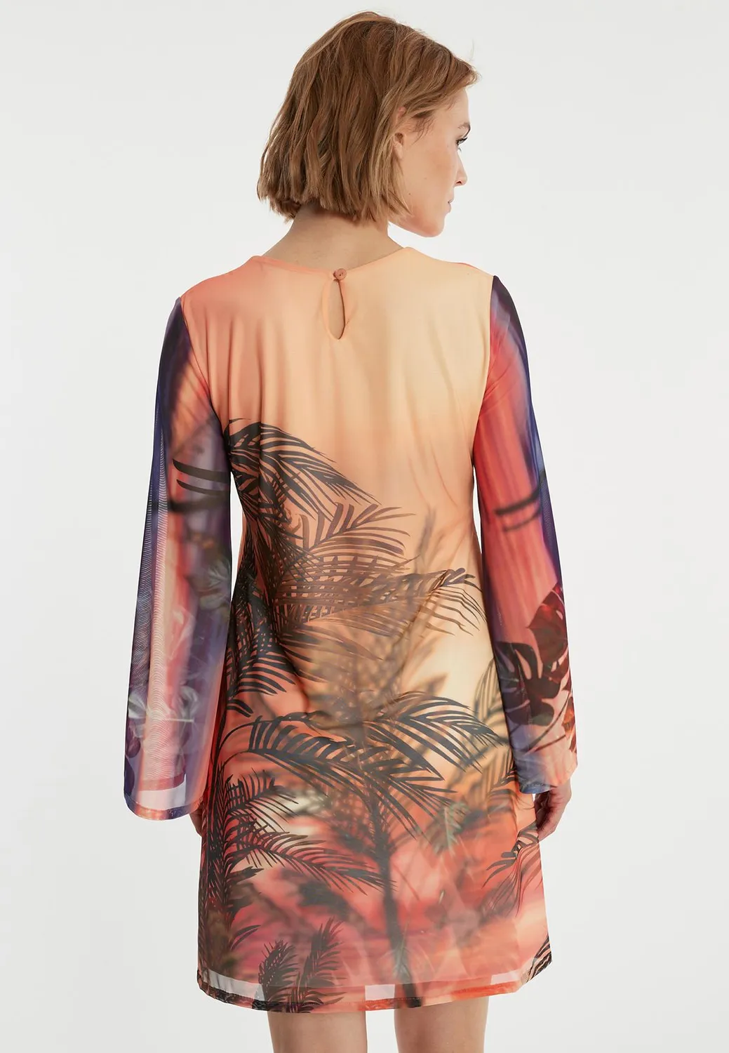 Ana Alcazar Zilla abito palme arancione corto