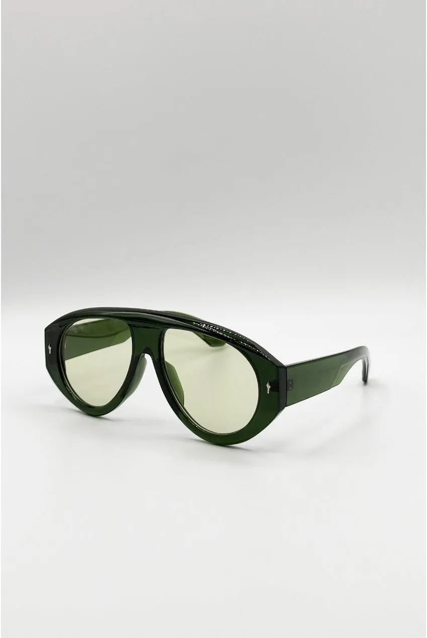 SVNX Bold Aviator occhiali da sole verdi oversize