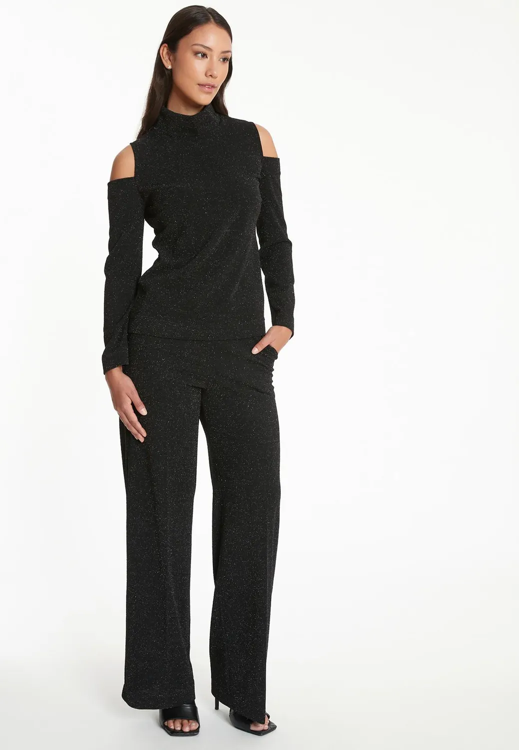 Ana Alcazar Tarosa top lurex nero cut-out