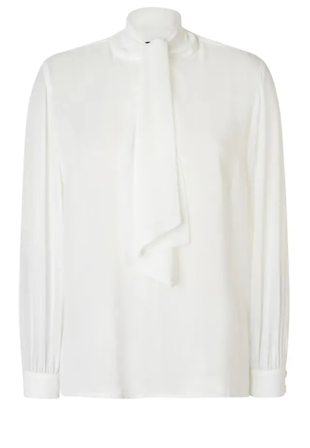 Ana Alcazar Swanea blusa chiffon bianca fiocco