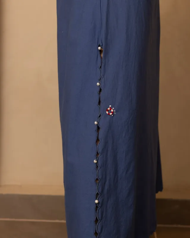 Our Dve Nautica Zoe gonna lunga blu scuro poplin