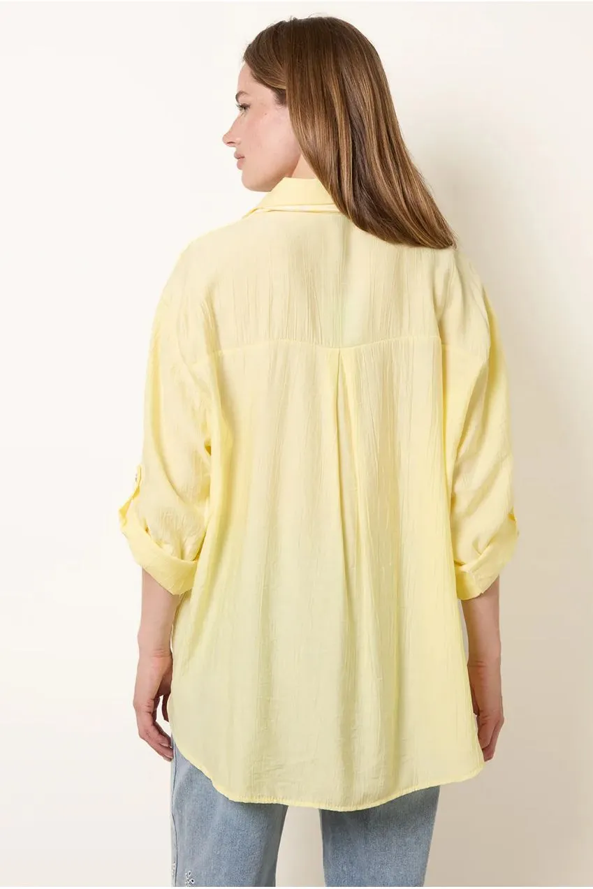 Blue Vanilla Scarf Viscose camicia giallo limone manica lunga