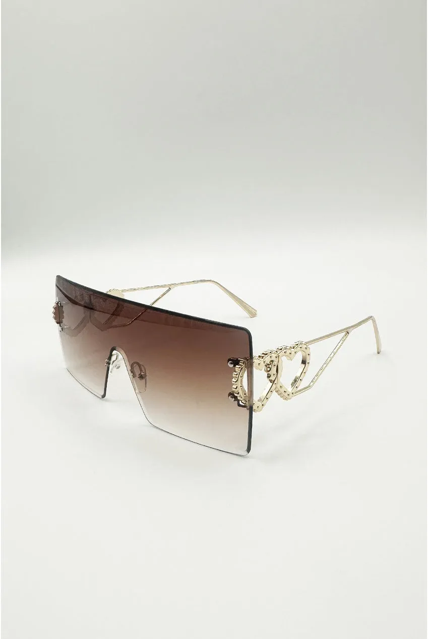 SVNX Flatop Rimless Heart occhiali sole marroni