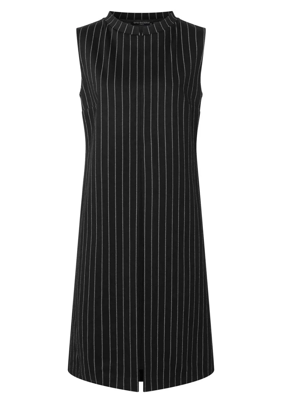 Ana Alcazar Mesta Top Nero Gessato Collo Alto Smanicato