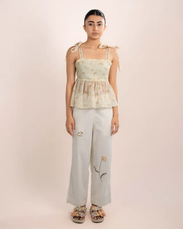 Our Dve Daisy Top top organza arancio stampa rose