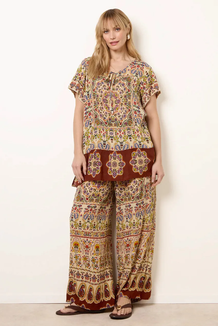 Blue Vanilla Paisley Tie Front top multicolor