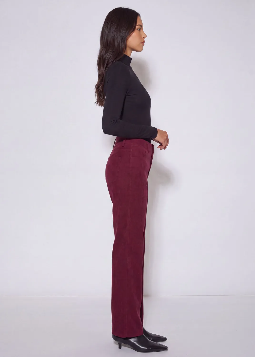 Gini London Mulberry pantaloni dritti velluto bordeaux