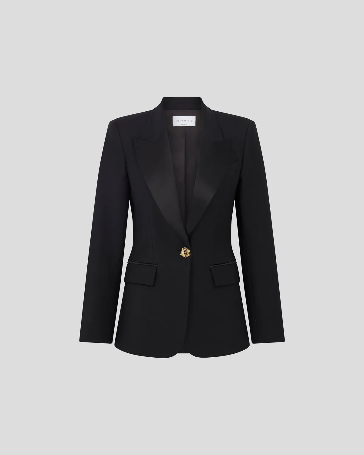 Violante Nessi Uccellini blazer nero lana e seta
