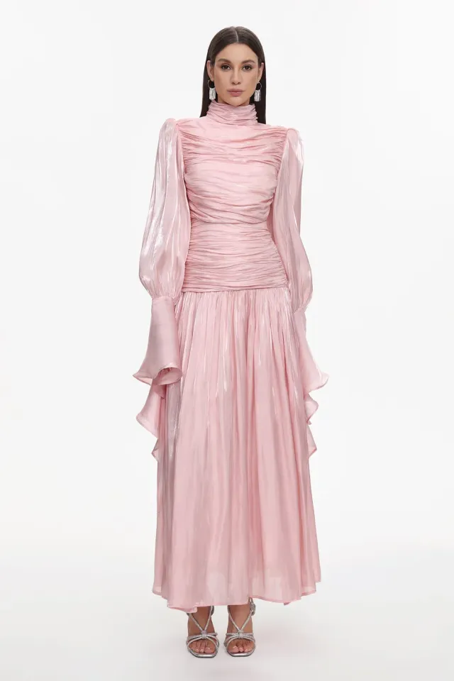 Bella Barnett Viky Resort abito lungo rosa manica lunga