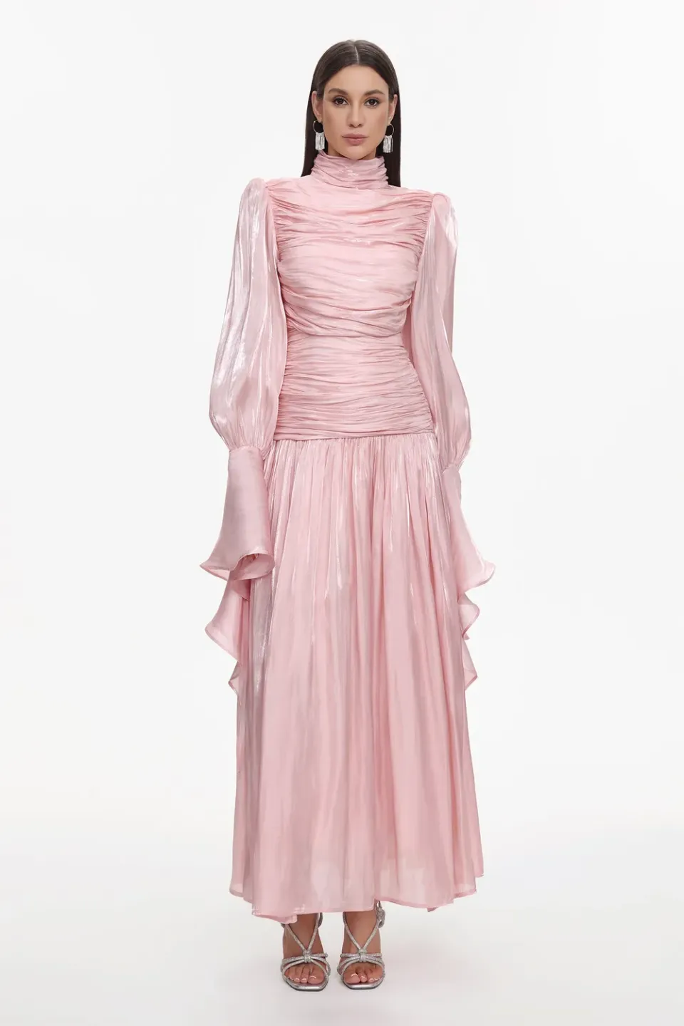 Bella Barnett Viky Resort abito lungo rosa manica lunga